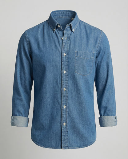 Herren Langarmhemd aus Jeans Regular Fit - Eveloria