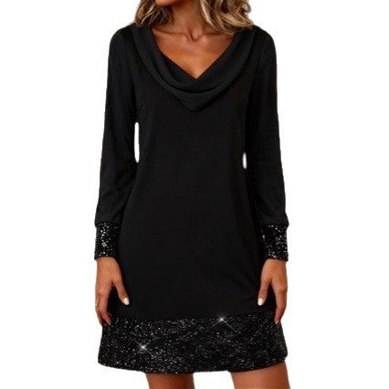 Damen Kleid mit Schimmer Saum und Rückenausschnitt Eveloria