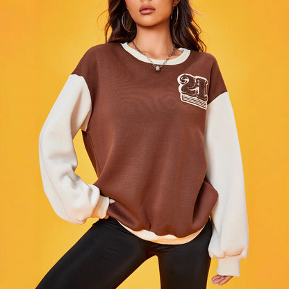 Damen Sweatshirt Lässige Puffärmel Logo Eveloria