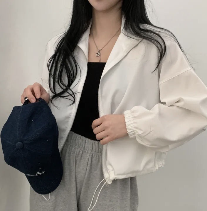 Damen Cropped Jacke Elastisch Lässig
