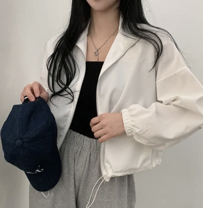 Damen Cropped Jacke Elastisch Lässig