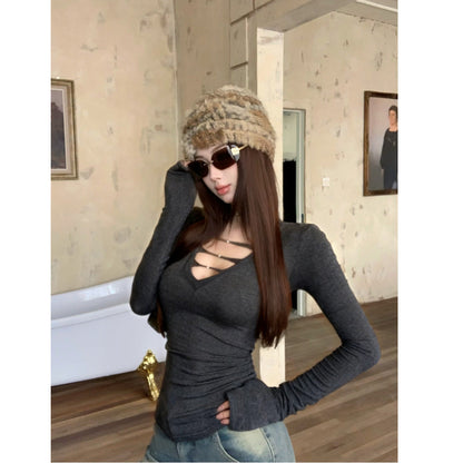 Damen Langarmshirt Cut-Out-Design Figurfreundlich Eveloria