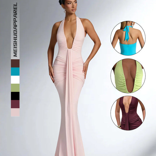 Damen Wickelkleid mit V-Ausschnitt und fließendem Rock Eveloria - Eveloria