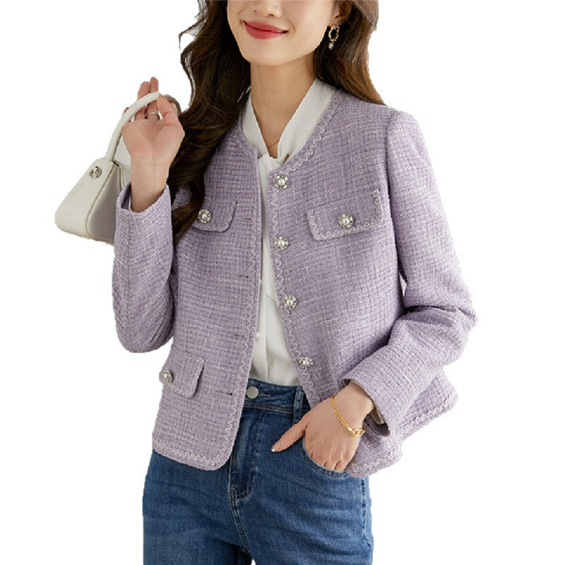 Damen Tweedjacke Perlendetails Elegant