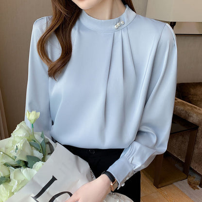 Damen Bluse Rüschendetails Schicker Kragen Eveloria