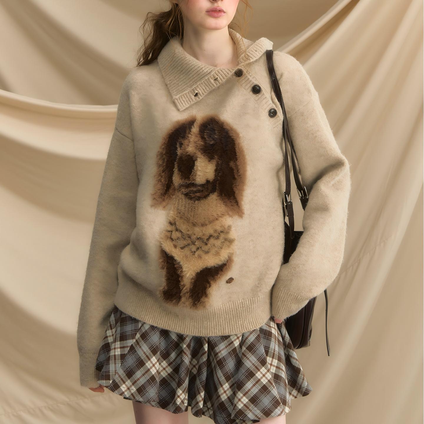 Damen Pullover Tiermotiv Strukturiert Eveloria