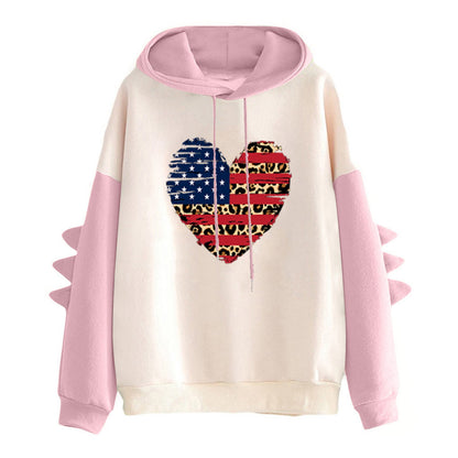 Damen Hoodie Herzdesign Trendig Grau Eveloria - Eveloria