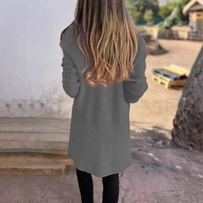 Damen Oversized-Mantel Lässig Eingrifftaschen Offener Kragen