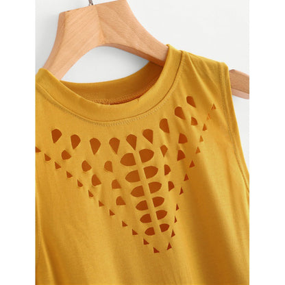 Damen Sporttop Ärmellos Dekorativer Cut-Out Asymmetrisch