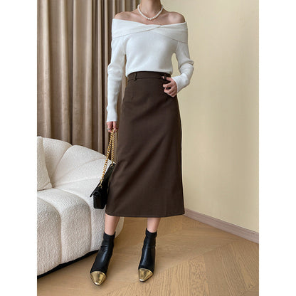 Damen Midirock Moderner Schnitt Hochtaschen Eveloria