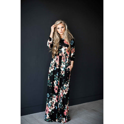 Damen Maxikleid Floralmuster Langrock Eveloria