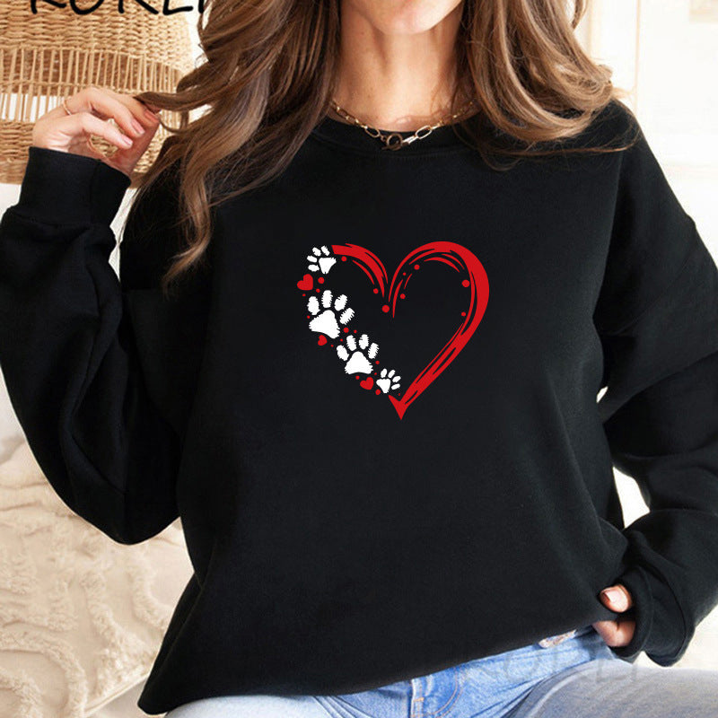 Damen Sweatshirt Herz Pfotendesign Eveloria - Eveloria