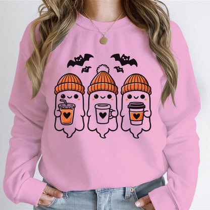 Damen Sweatshirt Gespenster-Design Baumwolle Gemütlich Grau
