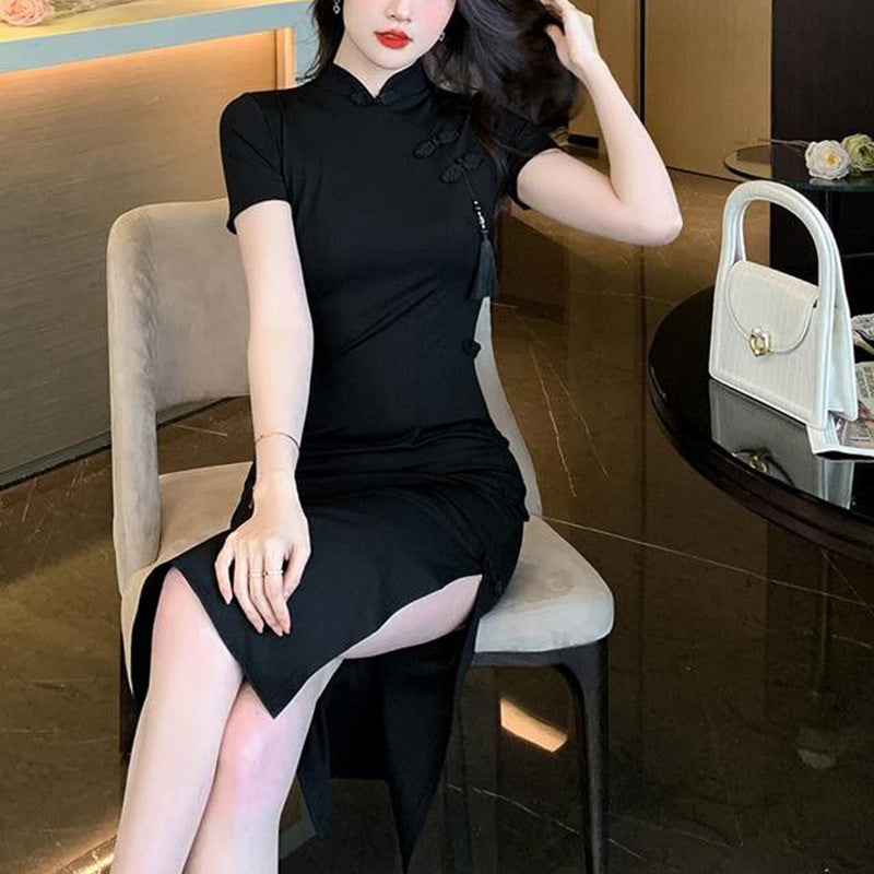 Eveloria Damen Bodycon-Kleid Kurzärmelig Hochschlitz