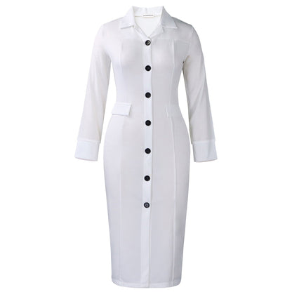 Damen Hemdkleid Knopfleiste Lange Ärmel Eveloria