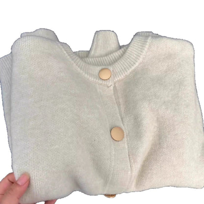 Damen Strickjacke Flauschig Große Knöpfe Grau Eveloria