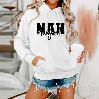 Damen Kapuzenpullover Bequem Motivierender Schriftzug Grau - Eveloria