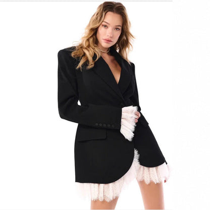Damen Oversized Blazer Spitze Details Eveloria