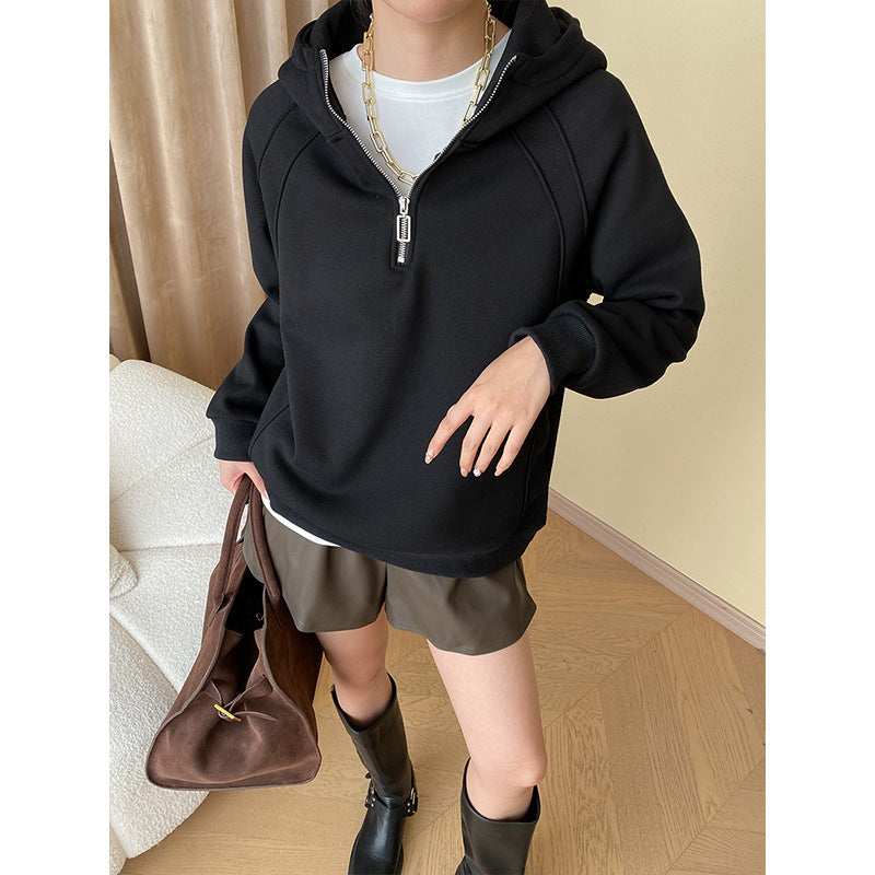 Damen Hoodie Halb-Reißverschluss Bequem Eveloria - Eveloria