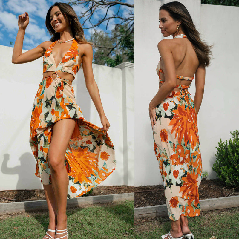 Damen Maxi-Kleid V-Ausschnitt Raffung Eveloria - Eveloria