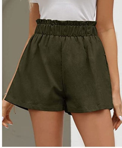 Damen Shorts Elastischer Bund Seitentaschen Eveloria