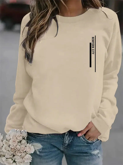 Damen Sweatshirt Städte-Aufdruck Eveloria Modern