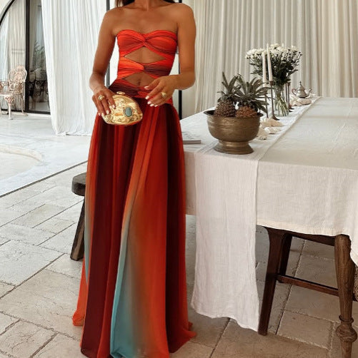 Damen Maxikleid Cut-Out mit fließendem Rock - Eveloria