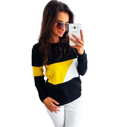 Damen Sweatshirt Farbblockdesign Lässig Grau