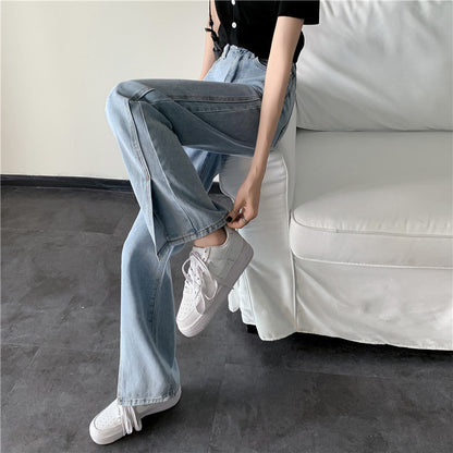 Damen Weite Jeans Seitenschlitze Eveloria