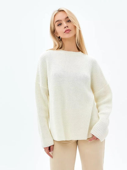 Damen Grobstrickpullover Lockerer Pullover Strukturiertes Design