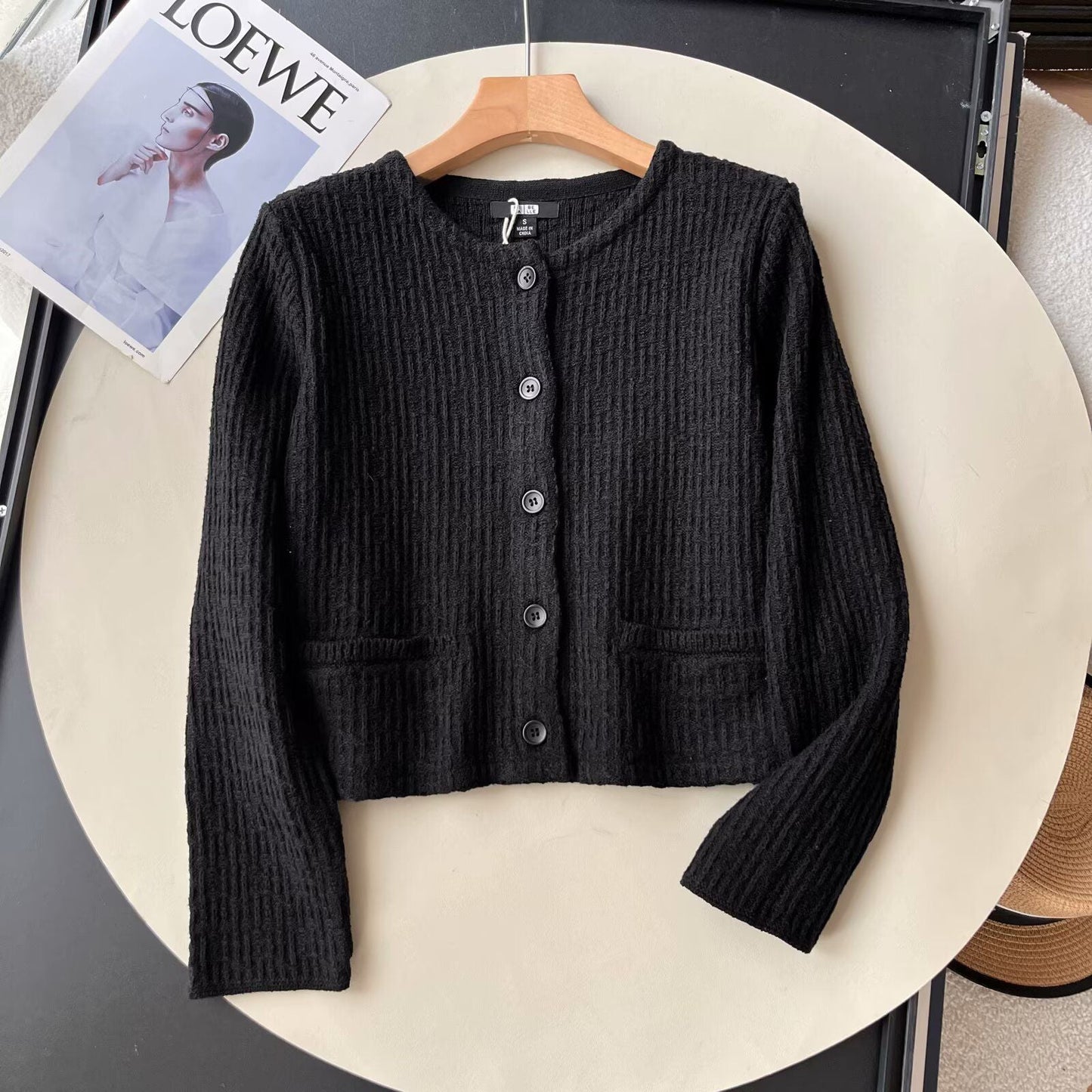 Damen Strickcardigan Strukturiertes Muster Eveloria