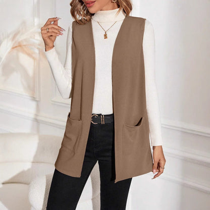 Damen Longline Wendeweste mit Taschen