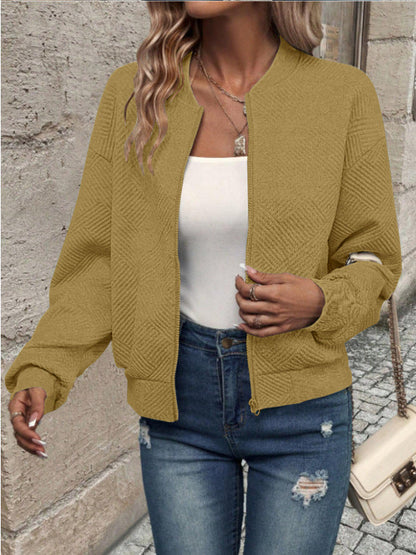Damen Sweatjacke Strukturiert Reißverschluss Eveloria