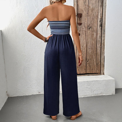 Damen Jumpsuit Weites Bein Elastisch Eveloria
