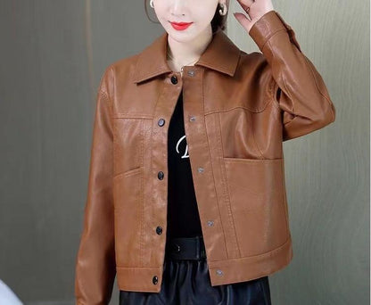 Damen Lederjacke Biker-Stil Eveloria