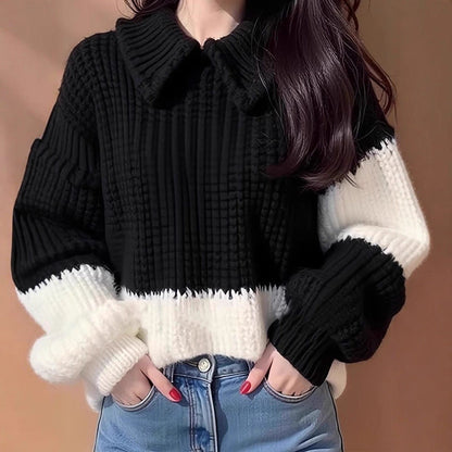 Damen Strickpullover mit Kragen Schick