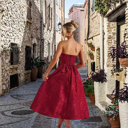 Damen Cocktailkleid mit Bustier-Oberteil und schwingendem Rock