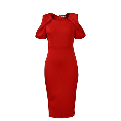 Damen Körperbetontes Kleid mit Puffärmeln Elegant