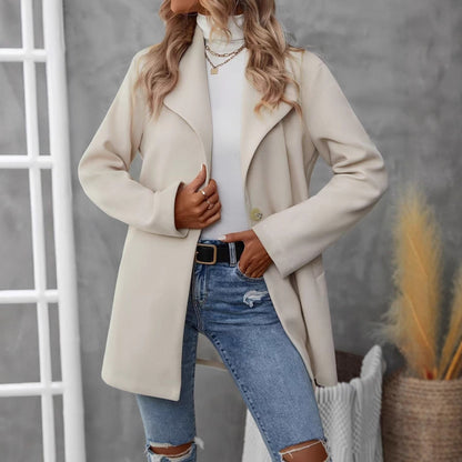 Damen Übergangsjacke mit Knopfverschluss und großem Revers