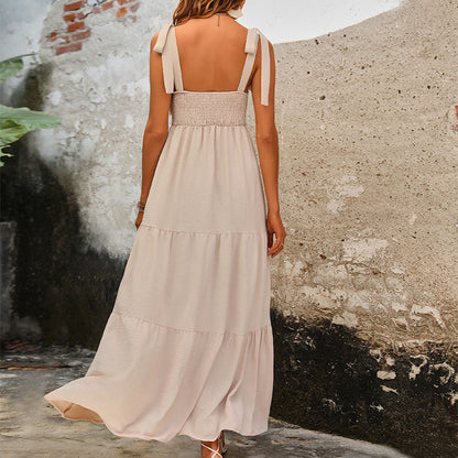 Damen Maxikleid Verstellbare Träger Rüschendetails Eveloria