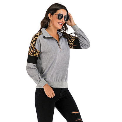 Damen Pullover Tiermuster Hochkragen Eveloria