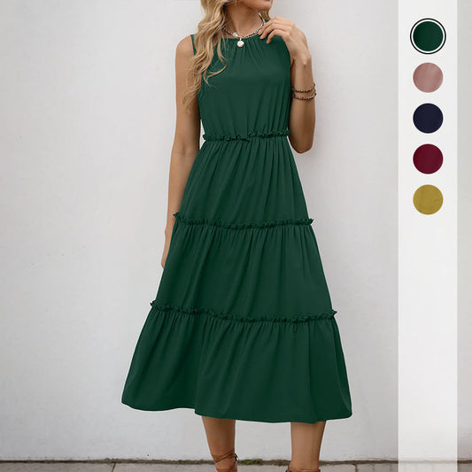 Damen Maxikleid Rüschendetails Elastischer Taillenzug Eveloria - Eveloria