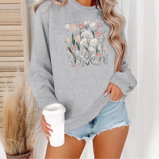 Damen Sweatshirt Floralmuster Lässiger Schnitt Eveloria - Eveloria