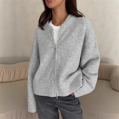 Damen Strickpullover Lässig Reißverschluss Eveloria - Eveloria