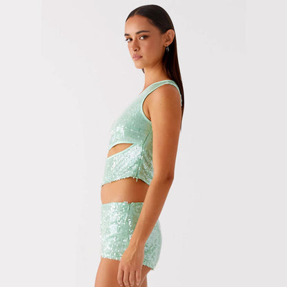 Damen Glitzerndes und Shorts Set Eveloria