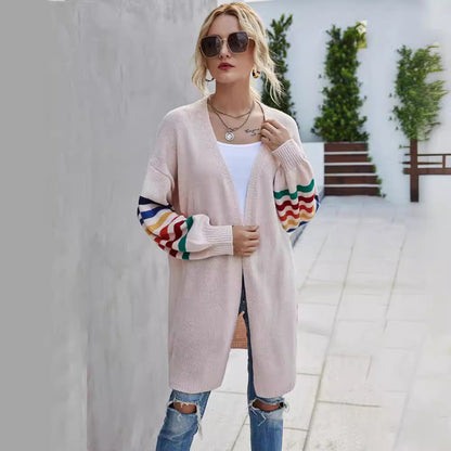 Damen Strickjacke Farbige Ärmel Eveloria
