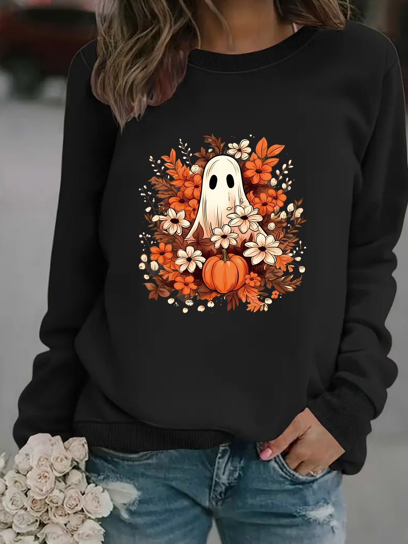 Damen Sweatshirt Herbstmotiv Gruselig Eveloria