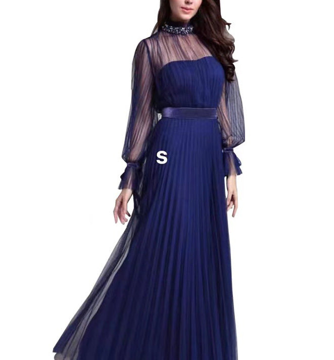 Damen Maxikleid Chiffon Rüschen Elegant