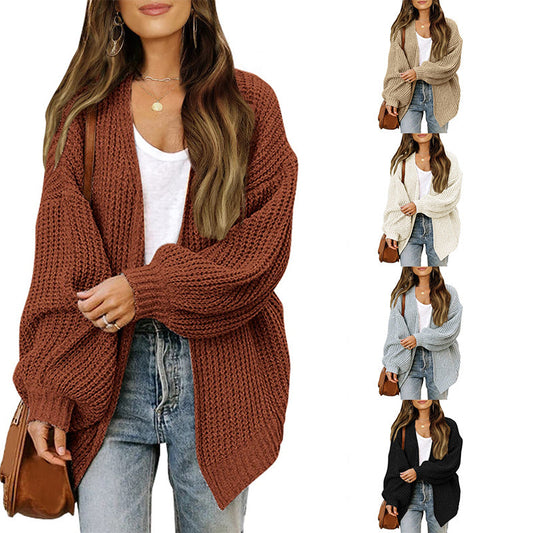 Damen Grobstrickjacke Lässiger Schnitt Überschnittene Schultern - Eveloria