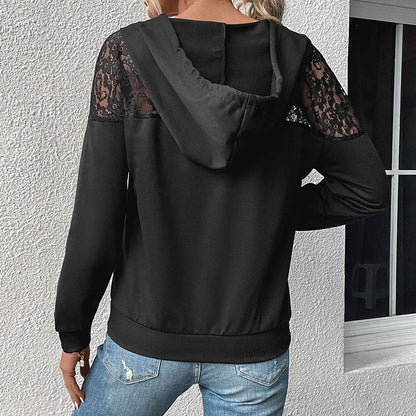 Damen Kapuzenpullover Spitze Lässig Eveloria